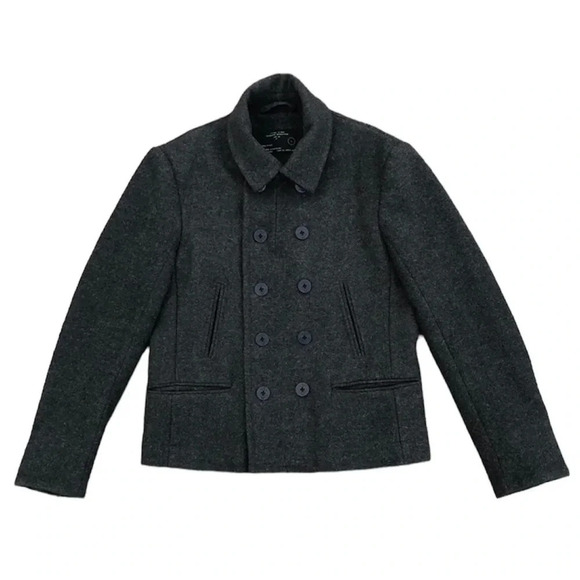 AllSaints Spitafield Black Wool Coat Women’s - Picture 2 of 9